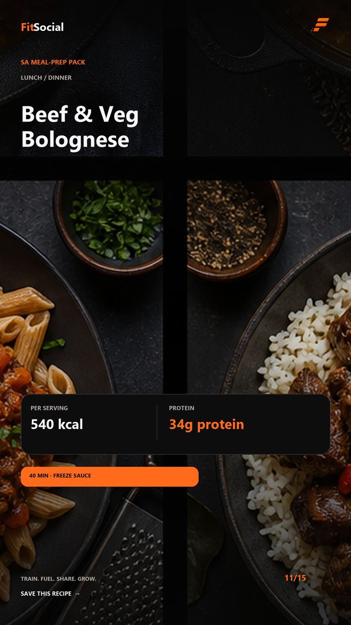 Beef and veg bolognese — 540 kcal, 34g protein